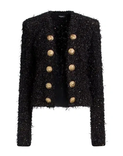 Balmain Woman Jacket Midnight Blue Size 6 Polyamide, Viscose, Polyester