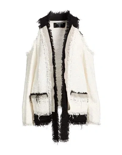 Balmain Woman Jacket White Size 4 Polyamide, Cotton, Virgin Wool