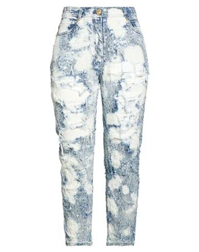 Balmain Woman Jeans Blue Size 38 Cotton, Elastane