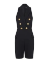 Balmain Button-embellished Stretch Cotton-blend Playsuit In Black