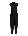 Balmain Sleeveless Pleated Jumpsuit In Black