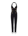 Balmain Crepe Texture Halterneck Jumpsuit With Button Detailing In Black