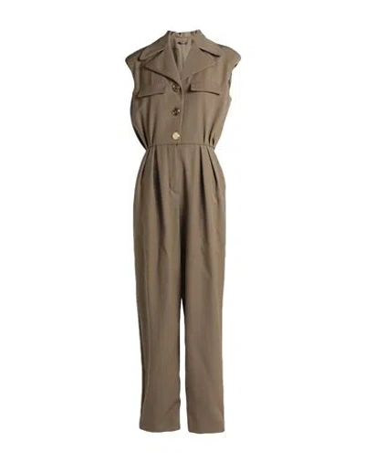 Balmain Woman Jumpsuit Khaki Size 8 Wool In Beige