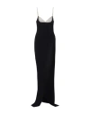 Balmain Long Embroidered Knit Dress With Leg Slit In Black