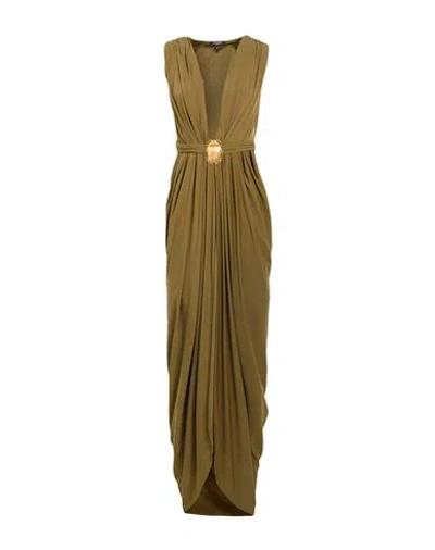 Balmain Woman Maxi Dress Military Green Size S Polyamide, Elastane