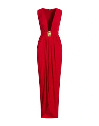 Balmain Woman Maxi Dress Red Size M Polyamide, Elastane