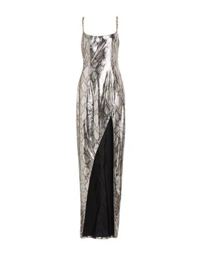 Balmain Woman Maxi Dress Silver Size 6 Polyester, Aluminum