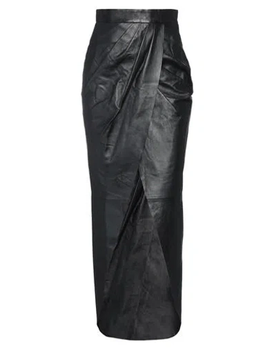 Balmain Woman Maxi Skirt Black Size 4 Lambskin