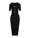 Balmain Square-neck Ribbed Midi Dress In Black