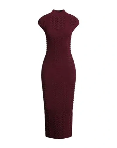 Balmain Woman Midi Dress Burgundy Size 10 Viscose, Polyester In Red