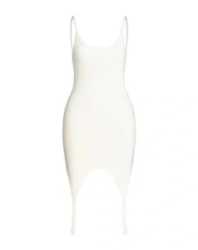 Balmain Woman Midi Dress Ivory Size 6 Viscose, Polyamide In White