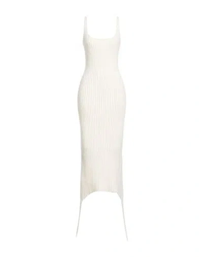 Balmain Woman Midi Dress Off White Size 8 Wool, Cashmere, Polyamide