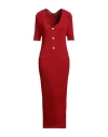 Balmain Woman Midi Dress Red Size 12 Viscose, Polyamide