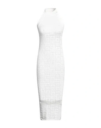 Balmain Woman Midi Dress White Size 6 Viscose, Polyester