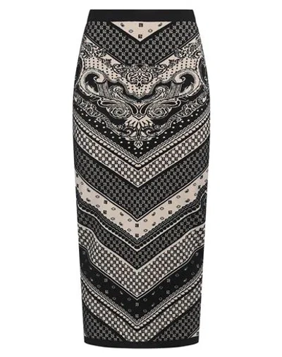 Balmain Woman Midi Skirt Black Size 2 Merino Wool, Viscose, Polyamide, Elastane