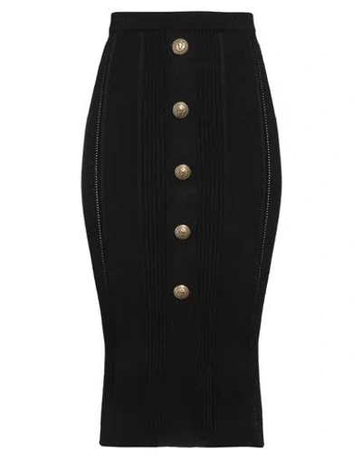 Balmain Woman Midi Skirt Black Size 4 Viscose, Polyester