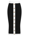 Balmain Button-embellished Ribbed-knit Midi Skirt In Black