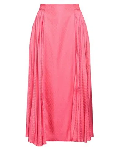 Balmain Woman Midi Skirt Fuchsia Size 6 Silk, Viscose In Brown