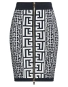 Balmain Pencil Skirt In Monogram Knit In Blue