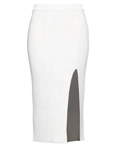 Balmain Woman Midi Skirt Off White Size 2 Virgin Wool, Polyamide, Elastane