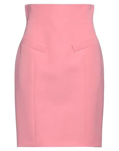 Balmain Woman Midi Skirt Pink Size 10 Wool