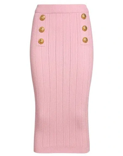 Balmain Woman Midi Skirt Pink Size 4 Viscose, Polyester