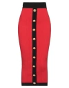 Balmain Red Knitted Midi Skirt With Buttons In Red