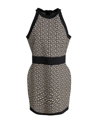 Balmain Woman Mini Dress Beige Size 16 Wool, Viscose, Polyamide, Elastane In Black