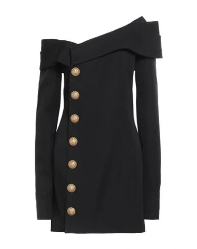 Balmain Woman Mini Dress Black Size 10 Virgin Wool