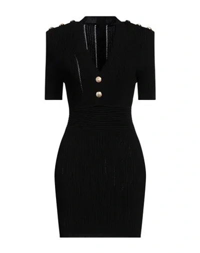 Balmain Woman Mini Dress Black Size 10 Viscose, Polyamide