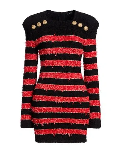 Balmain Woman Mini Dress Black Size 2 Hemp, Polyamide, Viscose, Polyester, Cotton