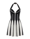Balmain Backless Knit Short Halter Skater Dress In Black