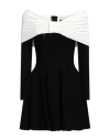 Balmain Off-the-shoulder Two-tone Ribbed-knit Mini Dress In Black