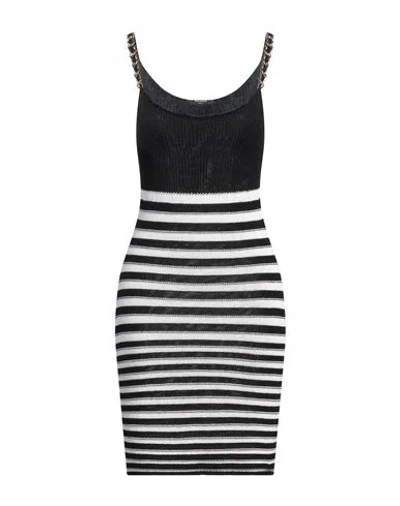 Balmain Woman Mini Dress Black Size 4 Wool, Polyamide, Cotton In Multi
