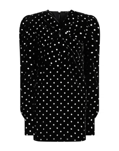 Balmain Polka-dot Long-sleeve Dress In Black