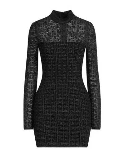 Balmain Woman Mini Dress Black Size 6 Viscose, Cupro, Polyester, Polyamide, Metallic Polyester