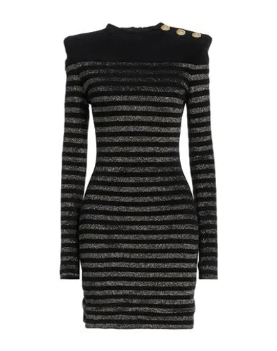 Balmain Woman Mini Dress Black Size 8 Viscose, Polyamide, Metallic Polyester