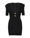 Balmain Short Knit Dress With Gold Buttons In Black