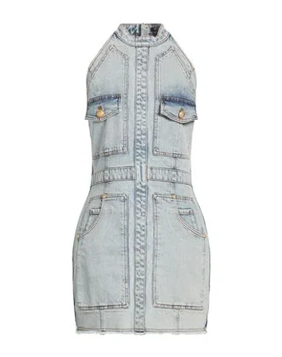 Balmain Woman Mini Dress Blue Size 10 Cotton, Elastane