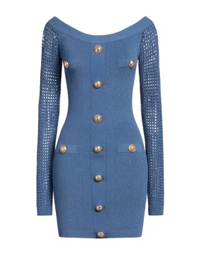 Balmain Woman Mini Dress Blue Size 10 Viscose, Polyester