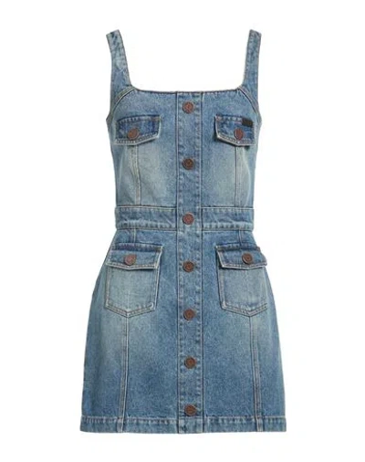 Balmain Woman Mini Dress Blue Size 2 Cotton