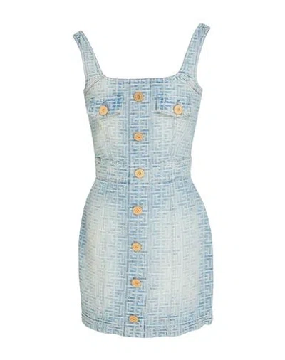 Balmain Woman Mini Dress Blue Size 4 Cotton