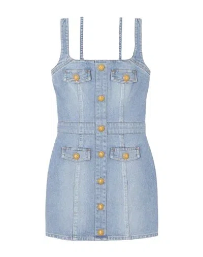 Balmain Woman Mini Dress Blue Size 6 Cotton, Elastane