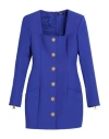 Balmain Woman Mini Dress Bright Blue Size 6 Wool