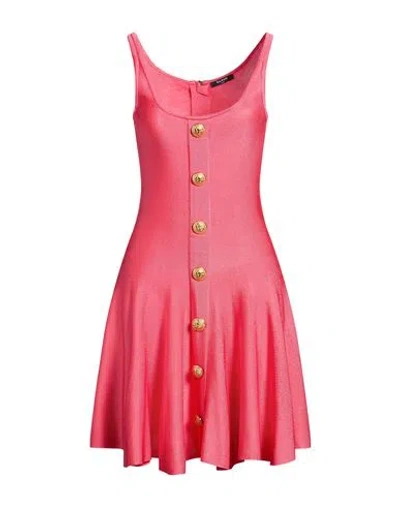 Balmain Woman Mini Dress Coral Size 2 Viscose In Red