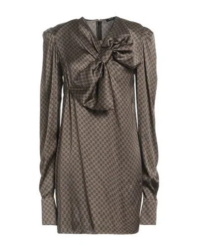 Balmain Woman Mini Dress Dark Brown Size 6 Viscose In Gray