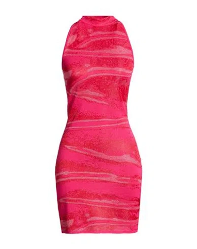 Balmain Woman Mini Dress Fuchsia Size 8 Viscose, Polyester, Polyamide In Pink