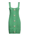 Balmain Open-knit Sleeveless Minidress In Green