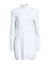 Balmain Woman Mini Dress Off White Size 14 Viscose, Polybutylene, Cotton, Polyamide, Metallic Fiber In Blue