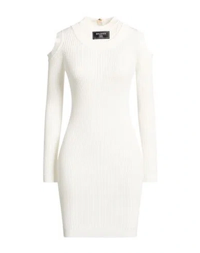Balmain Woman Mini Dress Off White Size 8 Viscose, Polyester